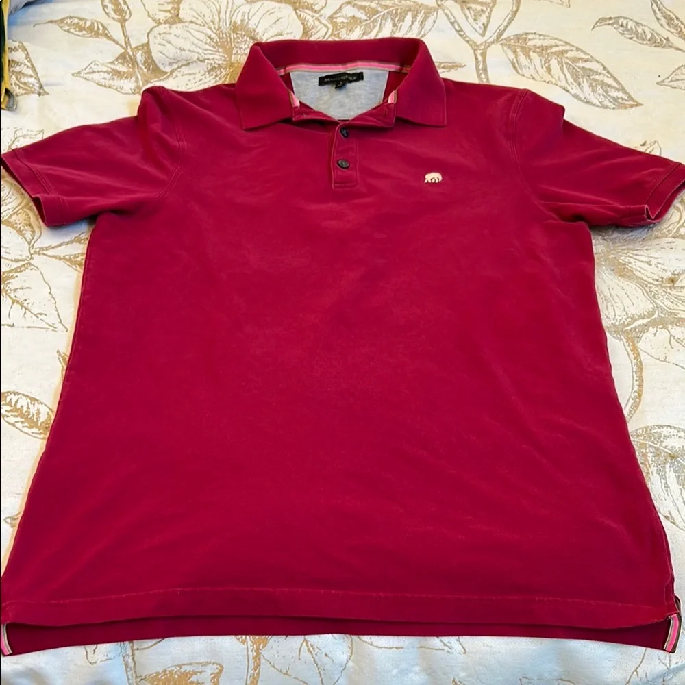 Banana Republic Men's Pique Polo Shirt Burgundy Elephant Logo Size L Large